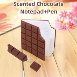 80 Pages/Set Creative Chocolate Shaped Pocket Notebook& Pen Set, Tear-Off Memo Notepad, Fun Gift For Friends Office Study Supply