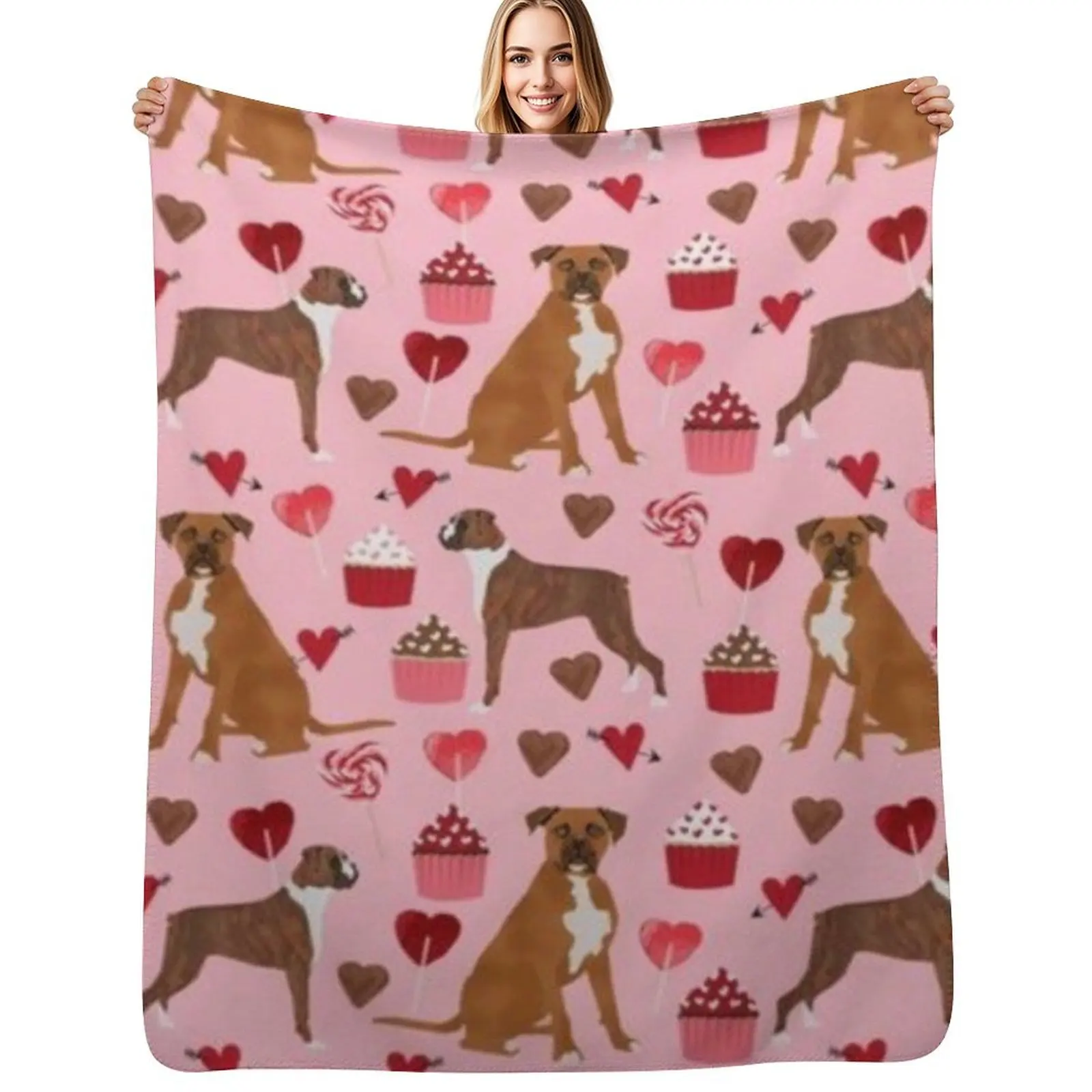 

BOXER VALENTINE'S DAY Throw Blanket Decoratives Luxury St Soft Big Bed Blankets