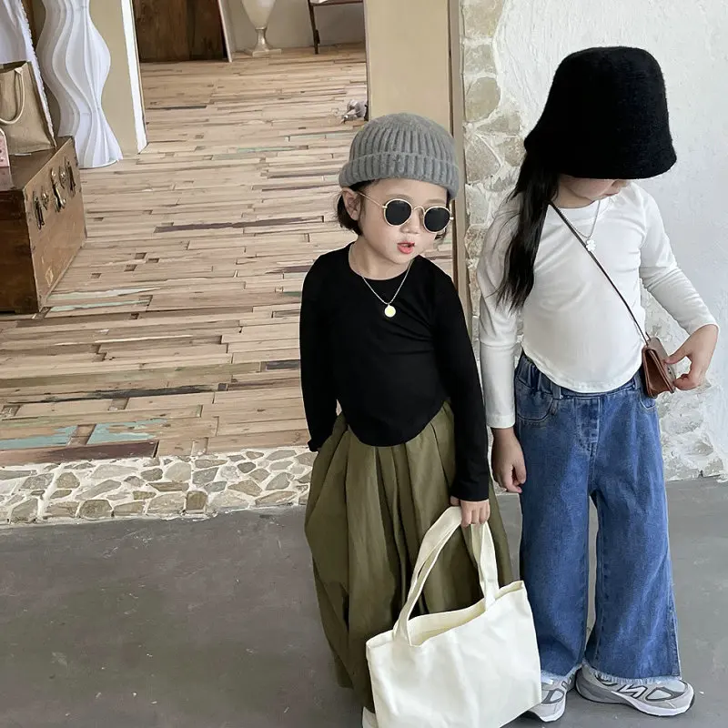 

Футболки для мальчиков и девочек, которые легко носить, приталенный топ-рубашка, весенне-осенняя одежда 2025 года, новая детская одежда