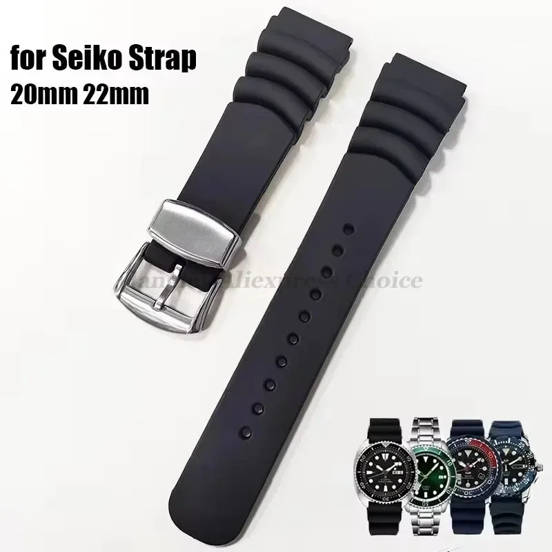 Pulseira de relógio de silicone para seiko skx007 009 mergulho 007 abalone resina enlatada 20mm 22mm pulseira de relógio anel fecho pino fivela cinto