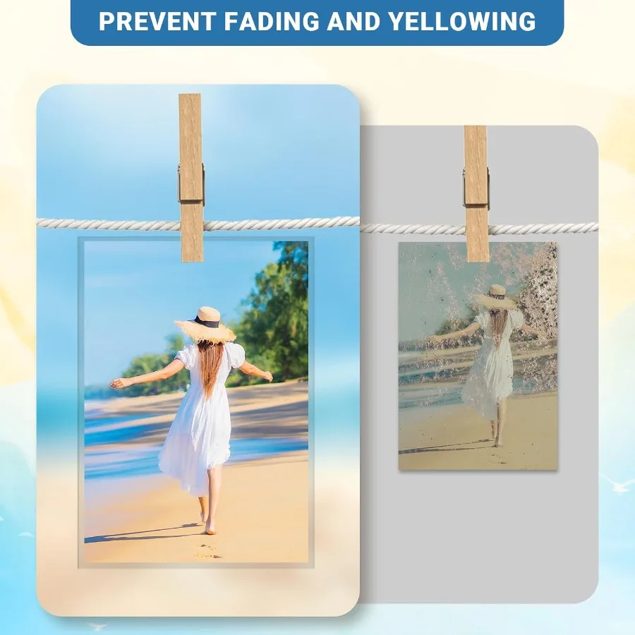 Fundas para fotos de 4x6, paquete de 100 hojas de carga superior, protector de archivo, funda para sesión fotográfica de plástico segura e impermeable, fundas suaves y transparentes