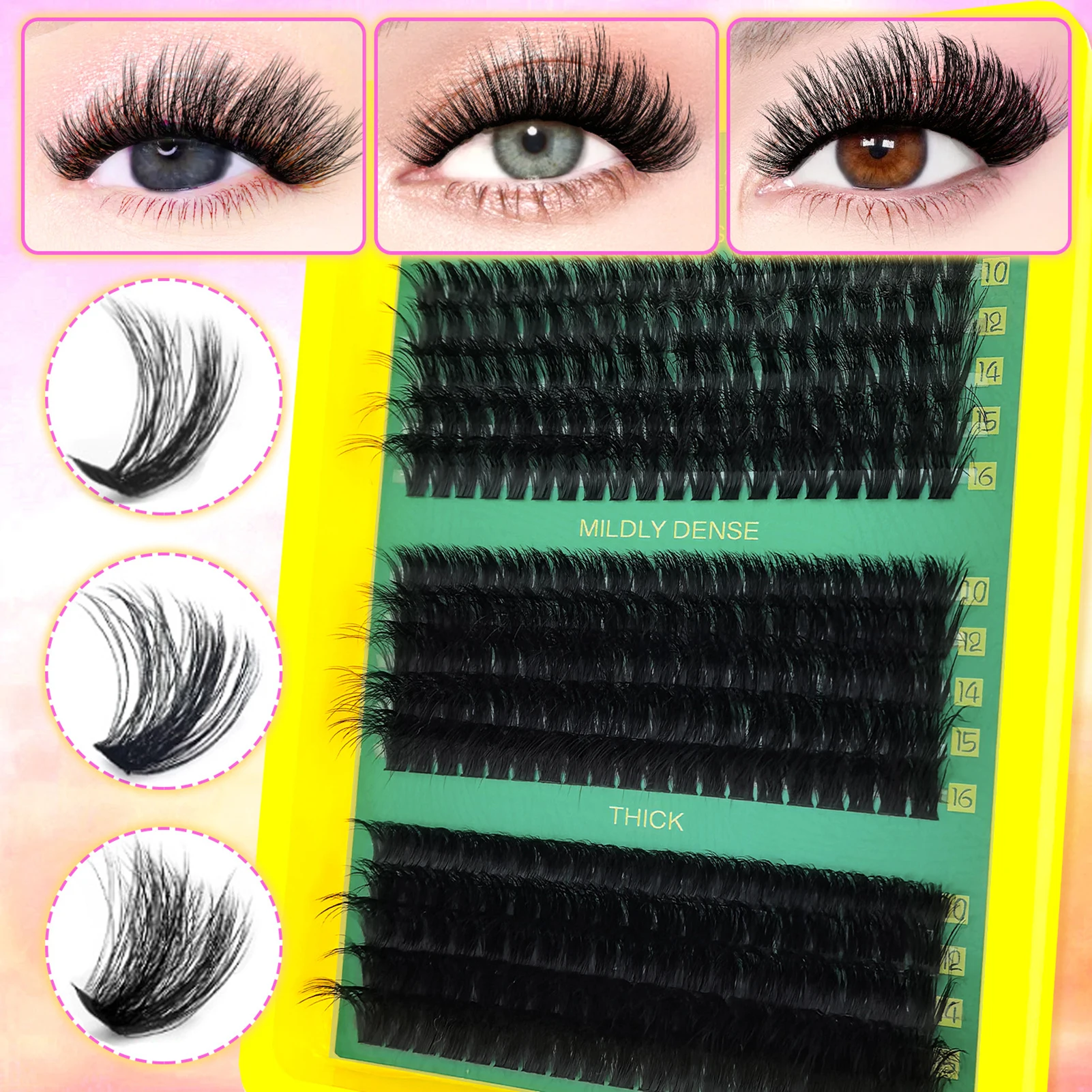 Diy conjunto de cluster de cílios postiços 60d/80d/100d cílios individuais cluster lash bond e selo removedor de cola de cílios postiços, pinças