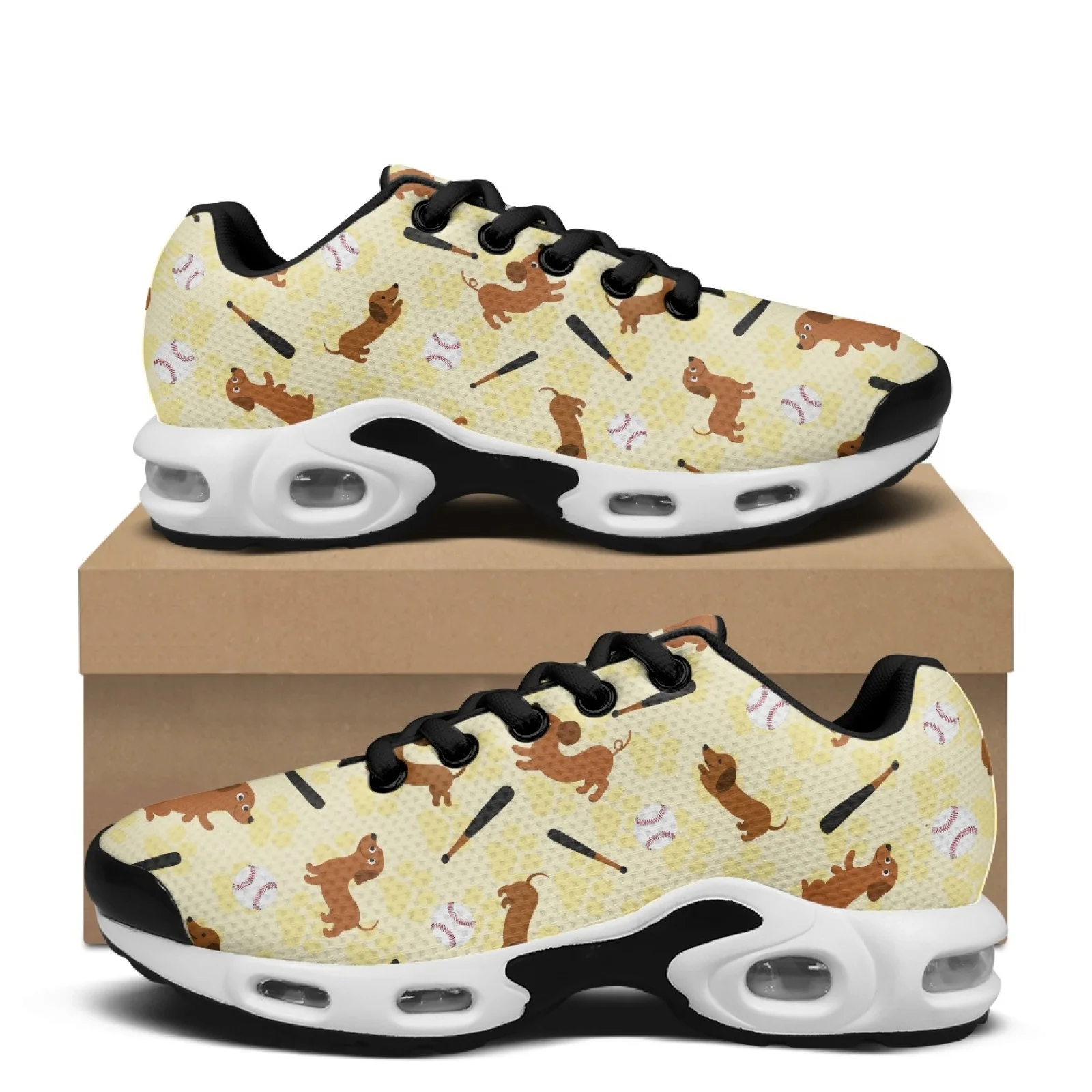 PENSTROLL Baseball Dachshund Breathable Walking Sneakers for Men Mesh Walking Shoes Athletic Fashion Shoes