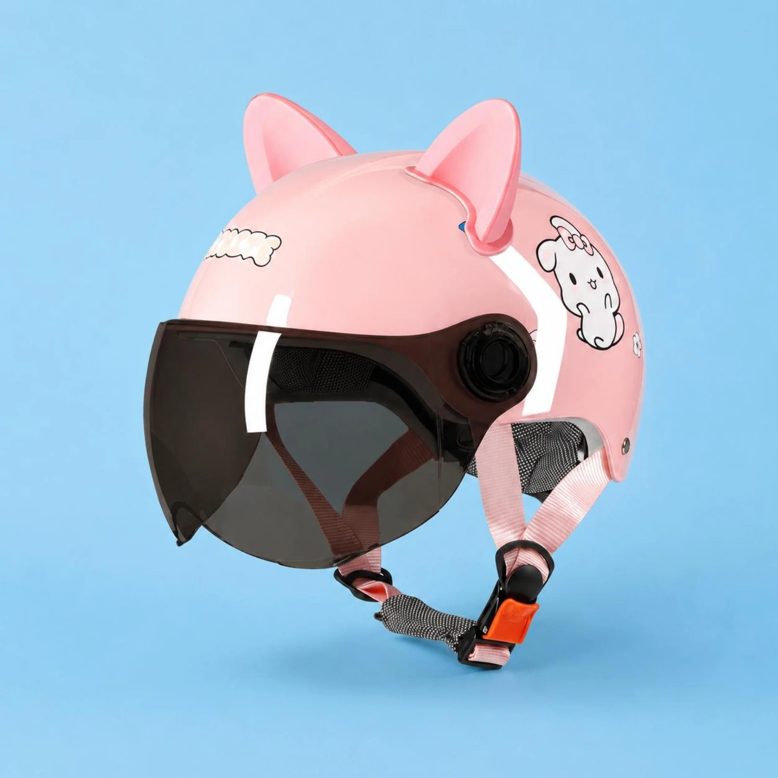 

Children's Feline-Inspired-Ear Helmet Hard Shell Feline-Inspired-Ear Helmet Child Safety Gear Quick-Release Buckle Adjuster