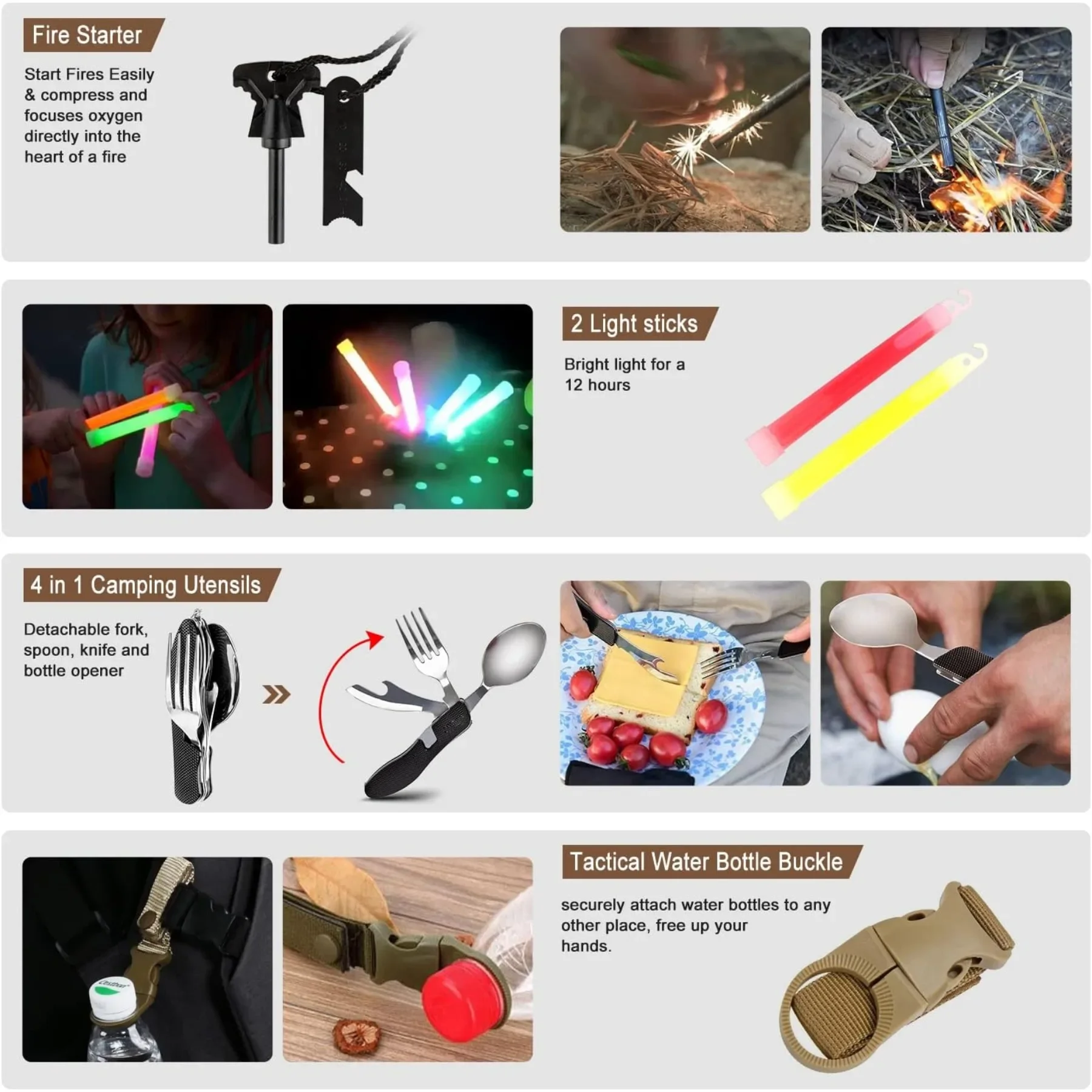 مجموعة أدوات النجاة في حالات الطوارئ 238 قطعة، أداة تروس النجاة الاحترافية مع حقيبة مول تكتيكية وخيمة طوارئ للزلازل