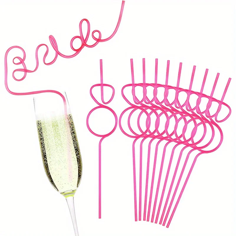 1-11PCS Reusable Bride Straw for Bride Party Supplies Wedding Engagement Bridal Shower Bachelorette Party Decorations Straws
