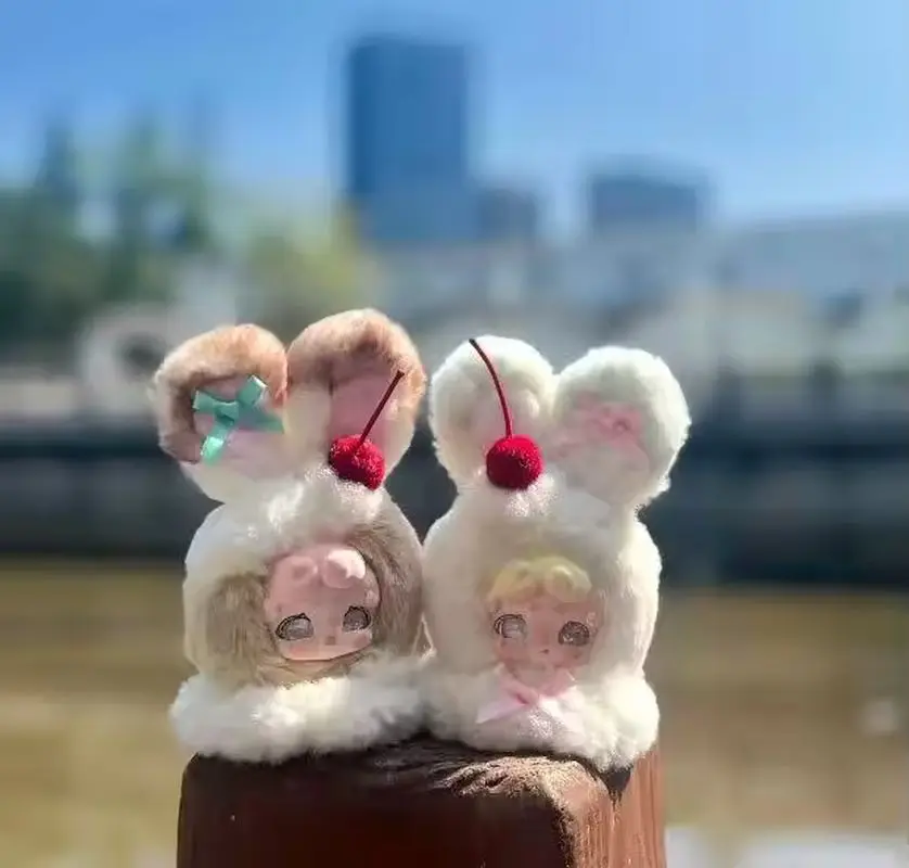 100% 정품 럭키 디어 나이 굿나잇 리틀 래빗 - 플러피 아이스 시리즈 블라인드 박스 플러시 인형 피규어 트렌디 장난감 장식품 선물