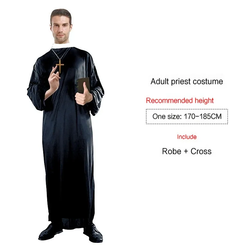 

One Size Priest Nun Halloween Women Men Lightweight Costumes for Theme Party Festival ghg144h