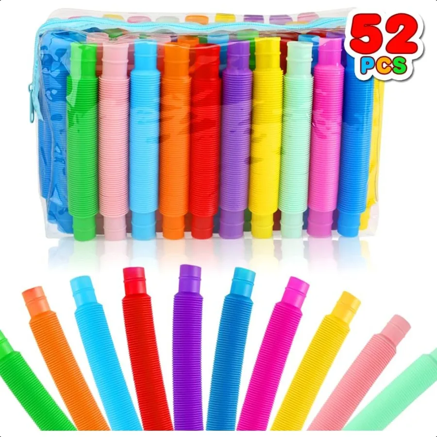 

52 Pack Pop Tubes Sensory Toys Party Favors For 812 48 Fidget Toys For Anxiety Goodie Bag Stuffers Treasure Box Classroom Prize