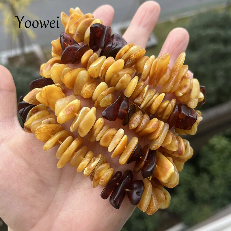 Real Amber Bracelets 100% Genuine Gift Handmade Unisex Natural Baltic Honey Irregular Beads Amber Healing Diy Jewelry Supplier