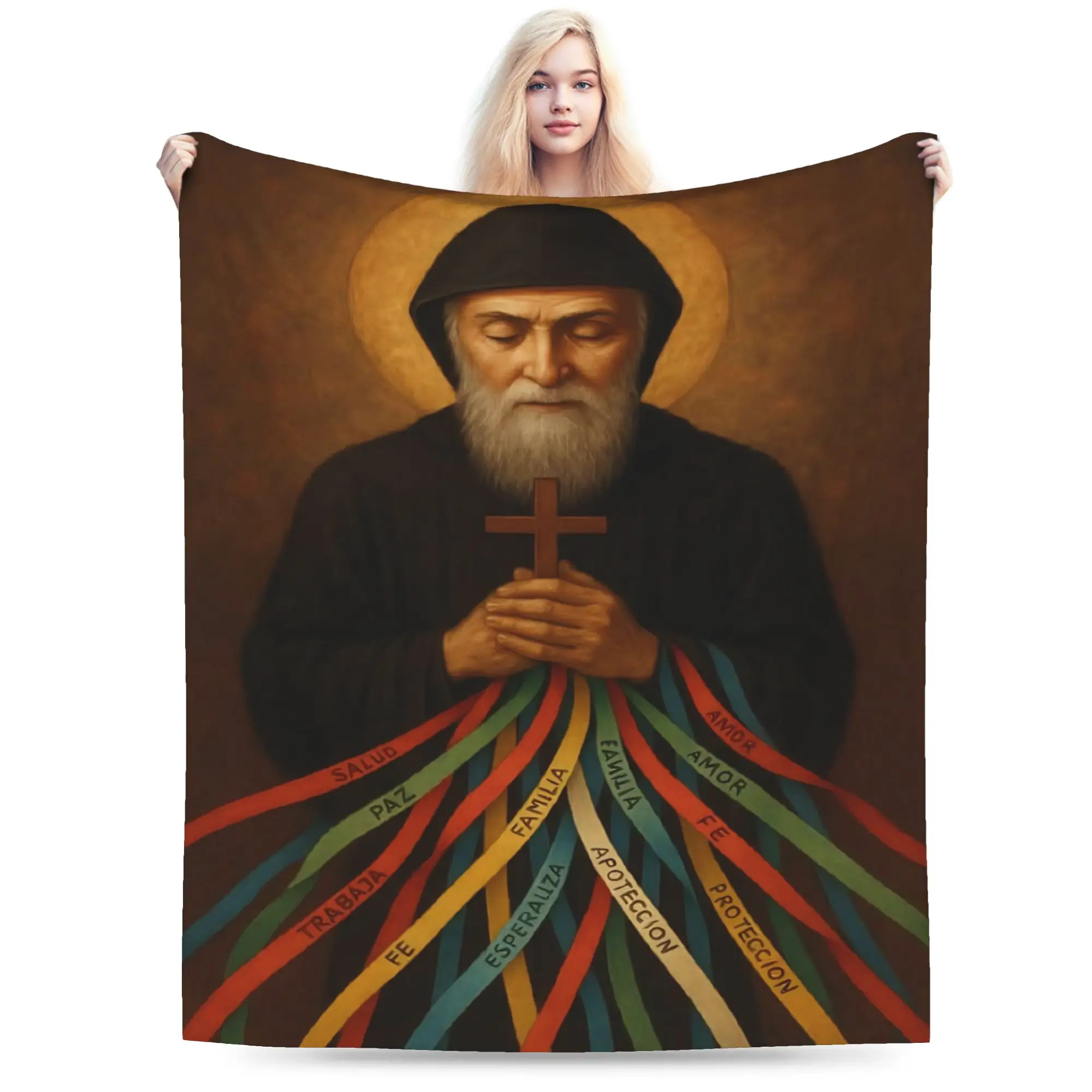 Saint Charbel Blanket Multiple Sizes Super Soft Cozy  Throw Blankets for Couch Sofa and Bed