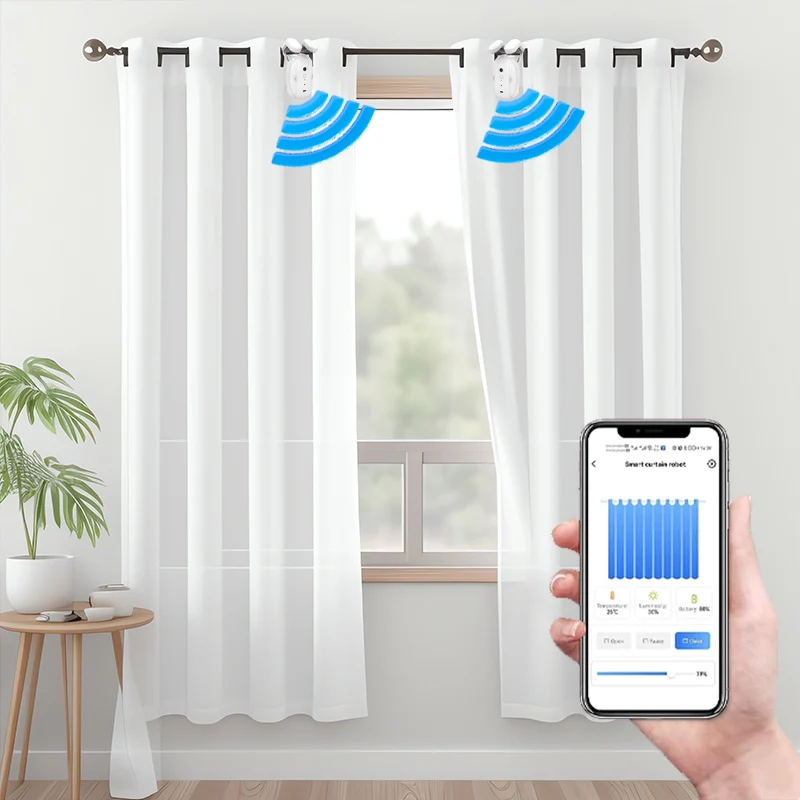 Motor de cortina eléctrico inteligente Tuya, interruptor automático de abridor de cortinas, WiFI, Bluetooth, riel T, Control remoto, Robot, Alexa y Google Home