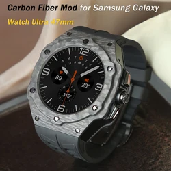 Luxury Modification Kit for Samsung Galaxy Watch Ultra 47mm Carbon Fiber Modifications Case Strap Rubber Band DIY Accessorie