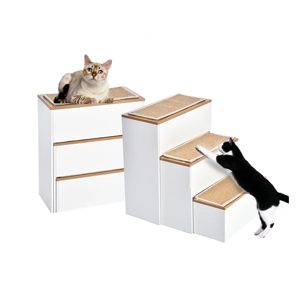 Luxury Pet Supplies Wooden Furniture 3 Steps Stairs Cat Dog  Ramp Ladder Anti-slip Removable Puppy Dogs Bed Stairs