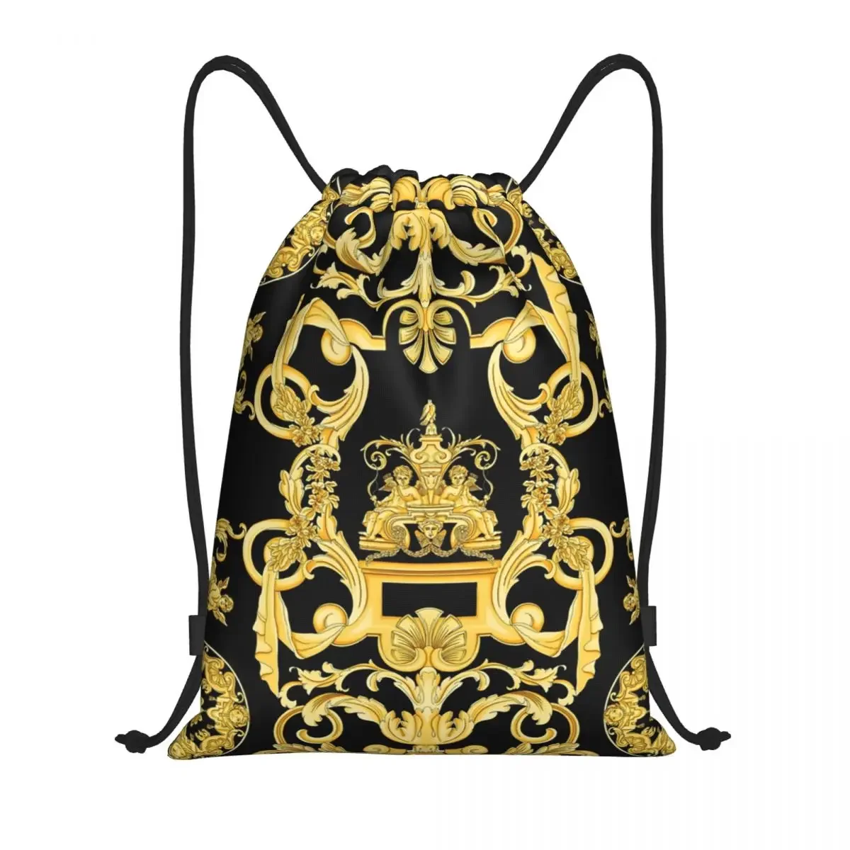 

Baroque Prints Greek Ornament GoldenMeander Meandros VINTAGE Drawstring Bags Men Women Lightweight Sports Gym Storage Backpack