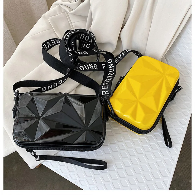 Mini Suitcase Crossbody Bag Women Clutch Small Pvc Shoulder Bag Suitcase Shape Mini Luggage Bag Makeup Women Clutch Box Organize