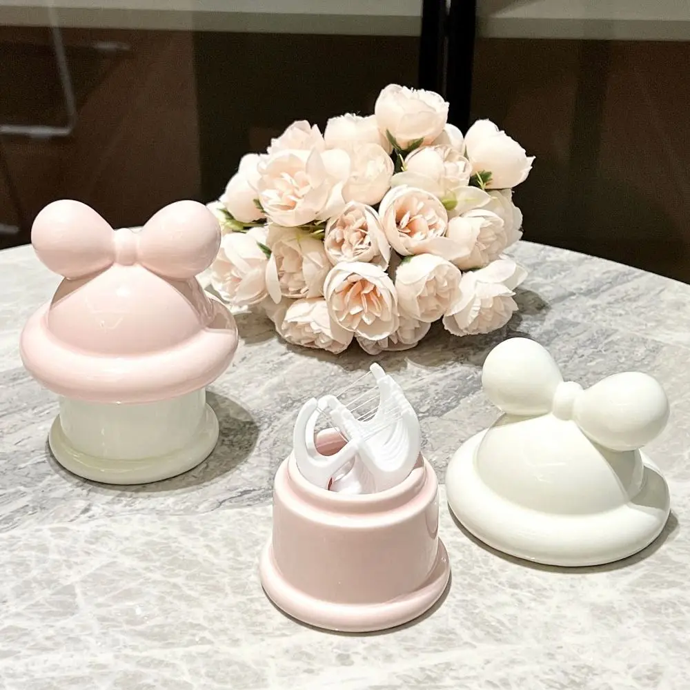

Ceramic Toothpick Box Creative Cute Toothpick Dispenser Decorative Dust-proof Dental Floss Storage Box Restaurant Kitchen