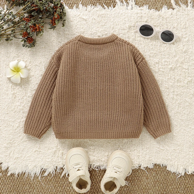 Baby Sweater Knit Infant Boy Girl Pullover Long Sleeve Newborn Kid Clothes Fashion Solid Embroidery Letters Children Tops Autumn