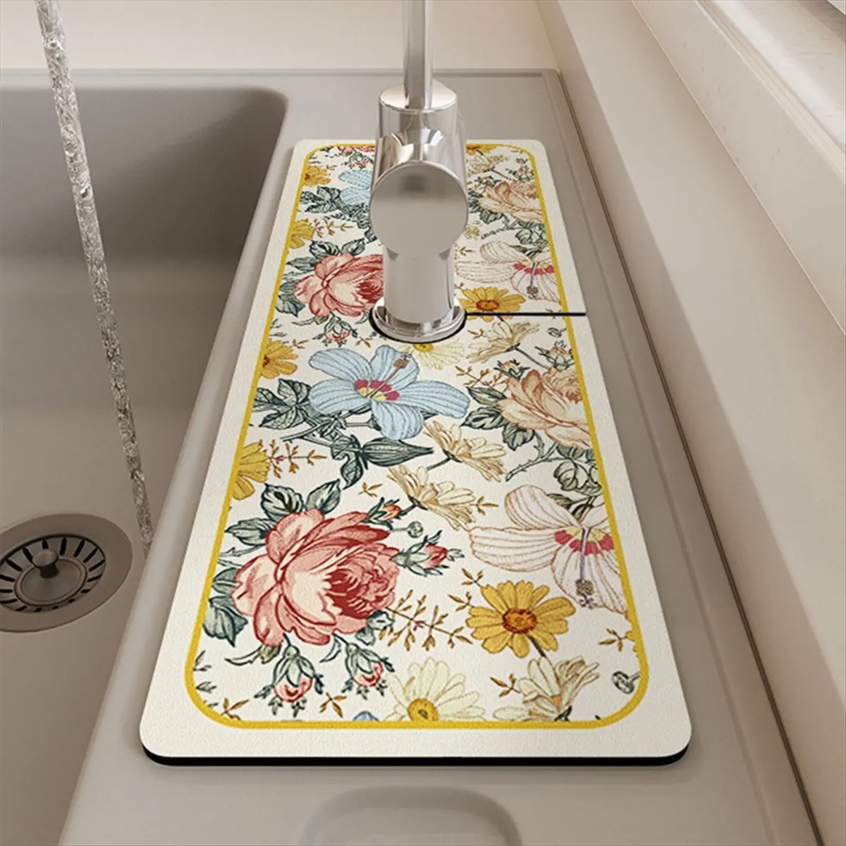 

Rank! 3PCS Fantasy Style Faucet Draining Mat Diatom Mud Faucet Non-Slip Drain Pad Sink Mat Self Absorbent Draining Mat