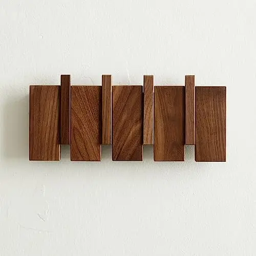 

Деревянная настенная вешалка с 4 крючками – Прочная вешалка из орехового дерева для пальто, шляп, ключей и многого другого – Стильный подарок для домашнего декора