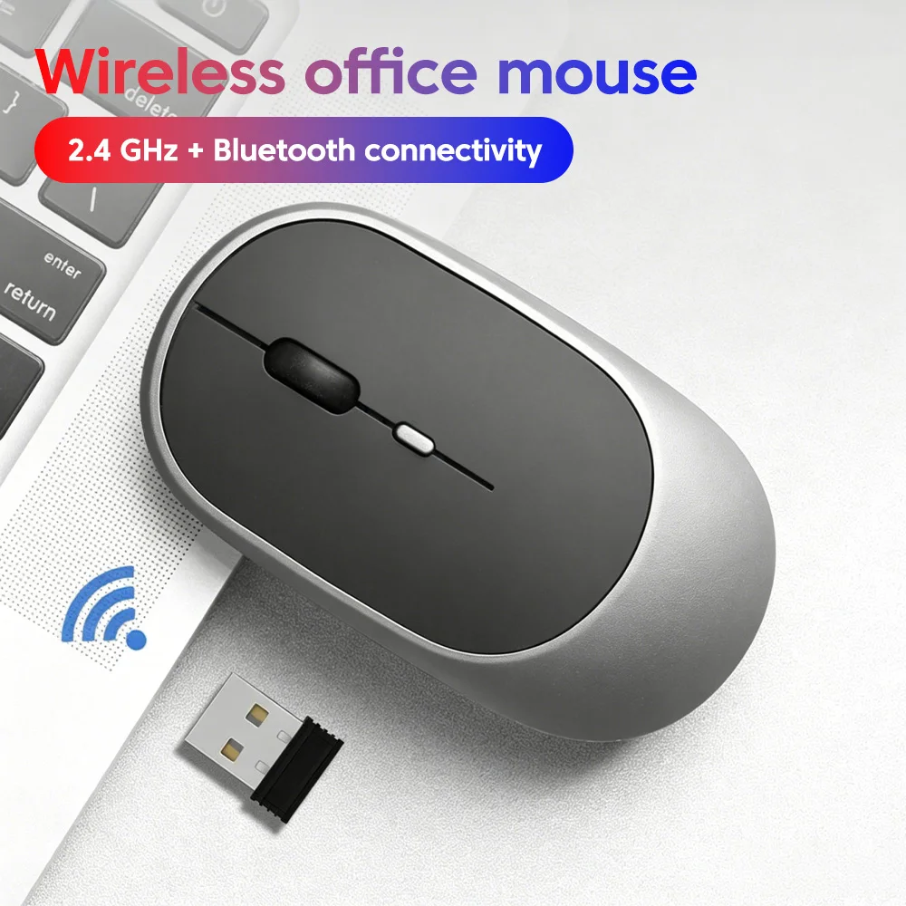 2.4G Bluetooth Dual Mode Wireless Office Mouse 1600DPI Ergonomic Silent Mice For Notebook Desktop MacBook Mac OS