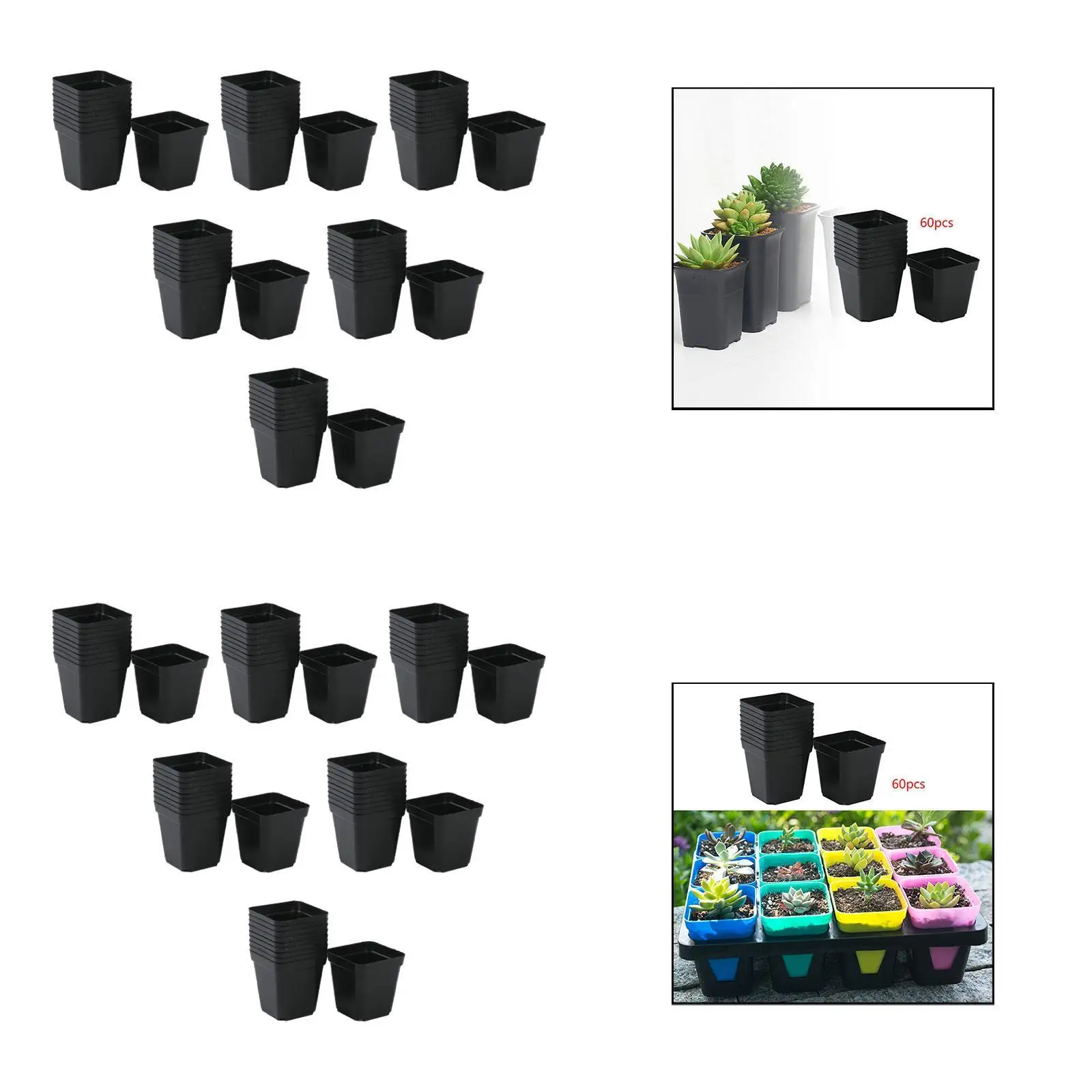 

60x Plant Nursery Pots with Drainage Holes Planter Seedling Pots Flower Pots for Mini Landscaping Plants Yard Lawn Vegetable