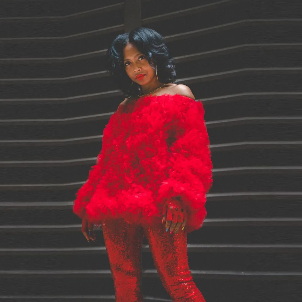 

Red Tulle Coat Extra Puffy Long Sleeves Off The Shoulder Birthday Party Jacket Formal Length Christmas Wear Sexy Women Top