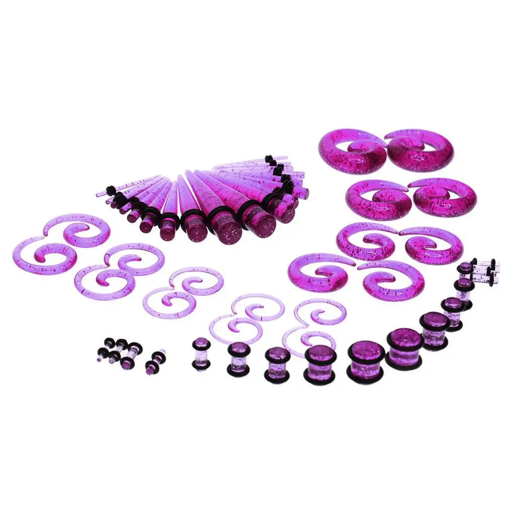 Spiral Ear Plugs and Tapers Acrylic Ear Gauges Stretching Kit Jewelry Set for Expanding Gauged Ear Piercings