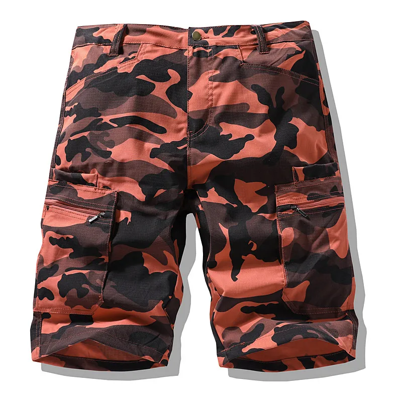 

Summer Cargo Camouflage Shorts Men Loose Casual Multi Pocket Knee Length Trousers Male Jogger Cotton Youthful Vitality Shorts