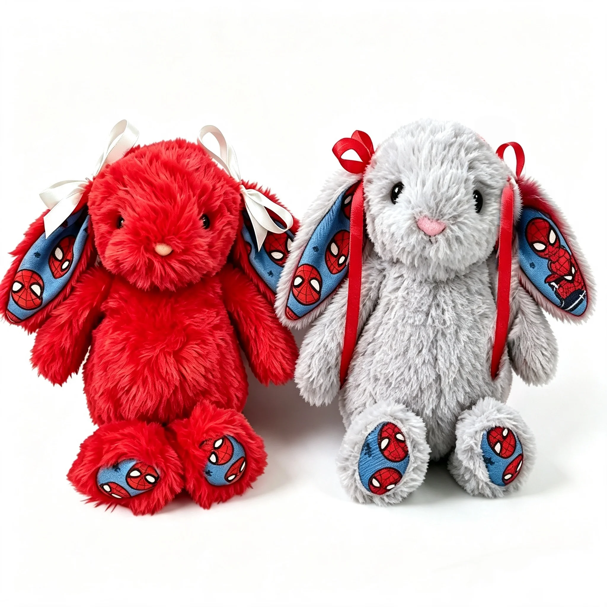 Funny 23CM Dropping Ear Rabbit Plush Cute Bunny With Spiders Man Print Pattern Stuffed Doll Toy For Fans Gifts