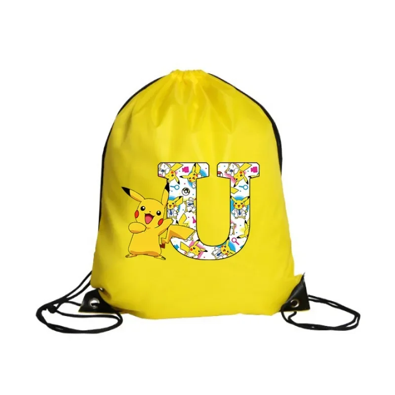 Pokemon Pikachu Drawstring Bag Sports Waterproof Backpack Bundle Pocket Terylene Basketball Bags Cartoon Anime Birthday Gift