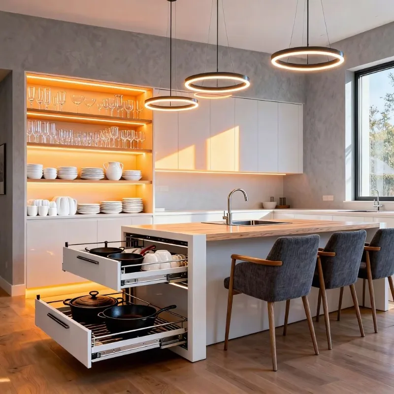 

One-stop Customization White Modular Kitchen Cabinets Custom Whole Kitchen High Gloss Cabinets with Sink