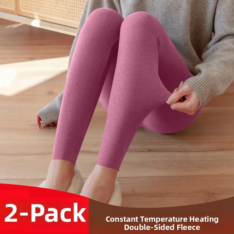 Calças térmicas femininas de ajuste fino outono inverno fce forrado algodão lã mistura base camada calças por miao misi