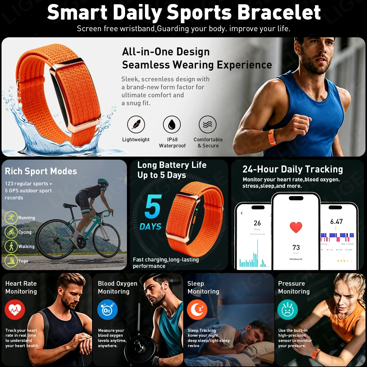 New No Screen Smart Bracelets Women Heart Rate Blood Pressure IP68 Waterproof Smart Band Sports Fitness Tracker Smart Watch Men