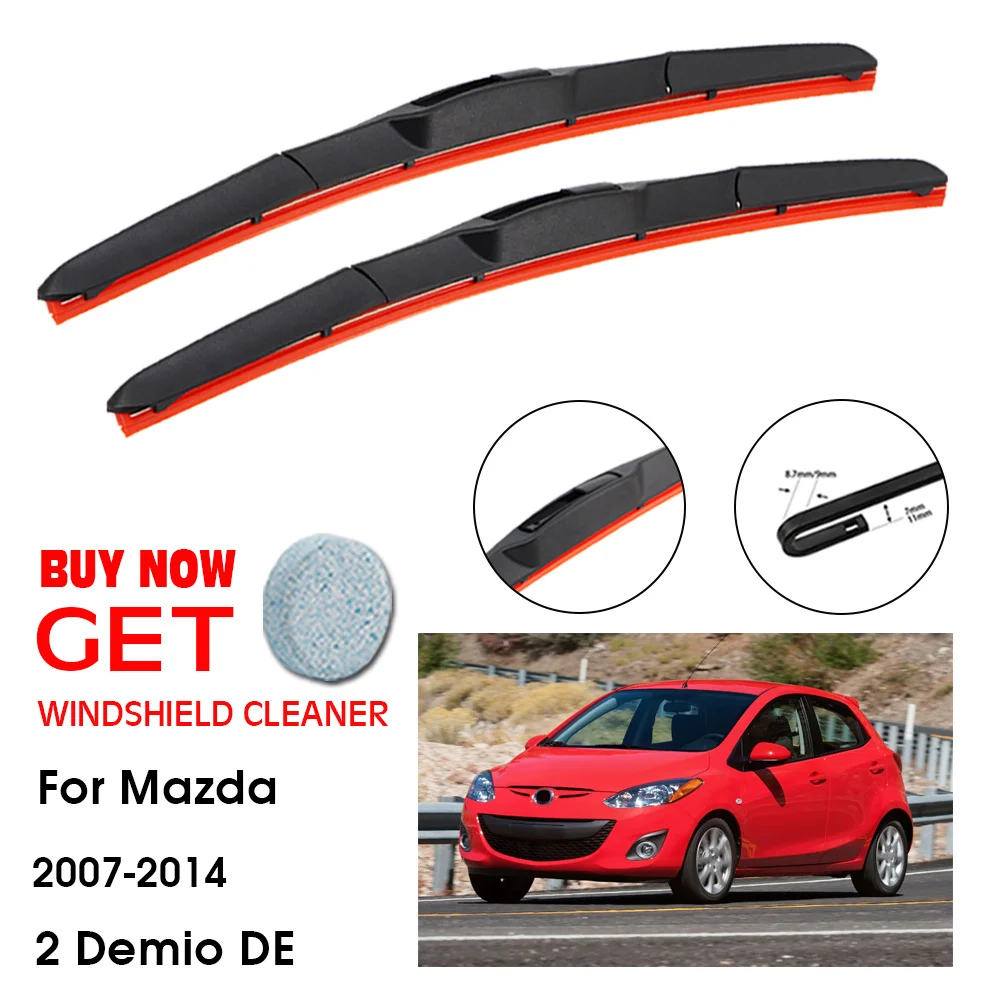 

Car Wiper Mazda 2 Demio DE 24"+14" 2007-2014 Front Window Washer Windscreen Windshield Silica Gel Wiper Blades Accessorie