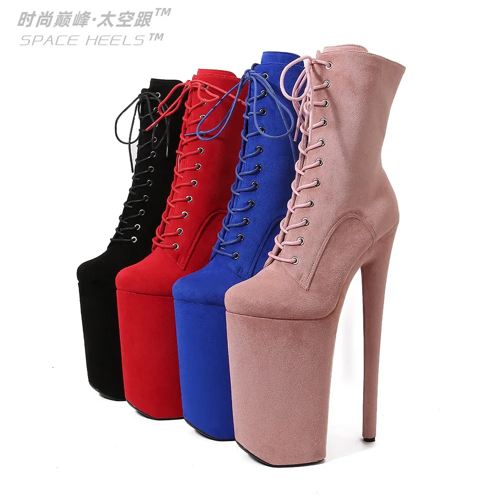 SeekMate Space and European and American Style Super High Heel 26cm Fashion Boots Super Sexy Stage Steel Pipe Boots Large Men an