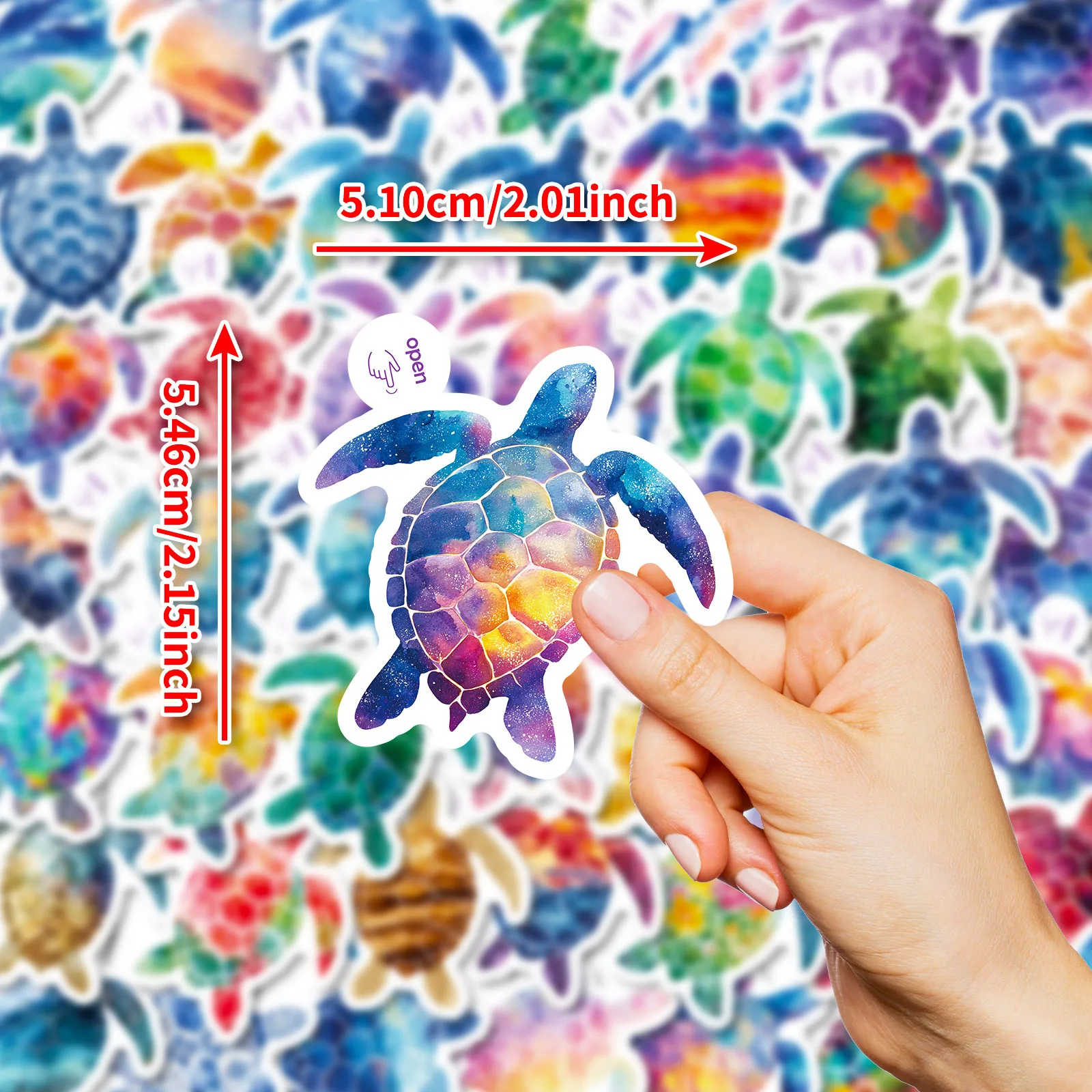 10/50PCS Cartoon Colorful Sea ​​Turtle Stickers Creativity Ocean Animals Graffiti Decoration DIY Notebook Guitar Phone Decals