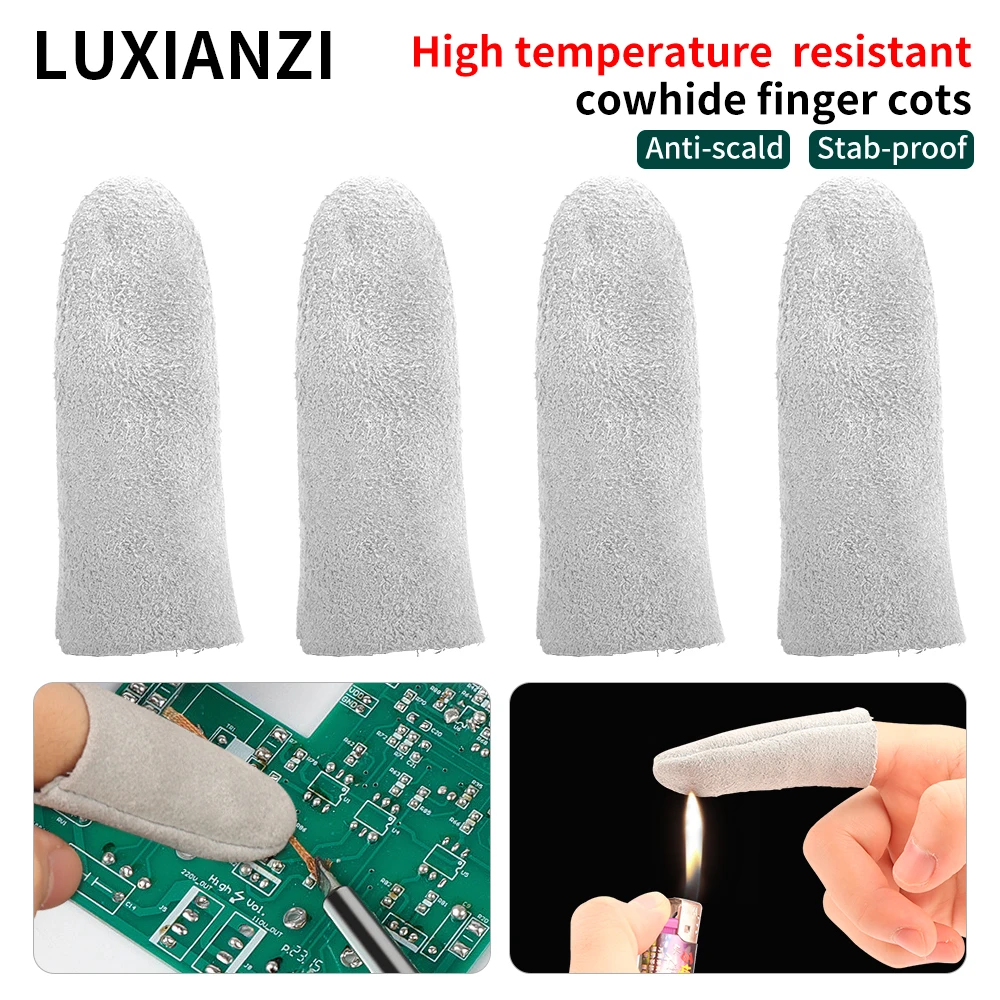 LUXIANZI 6Pcs Welding Finger Cots Heat Shield Cover For Hand Sanding Welders Soldering Repair High Temperature Protector Gloves