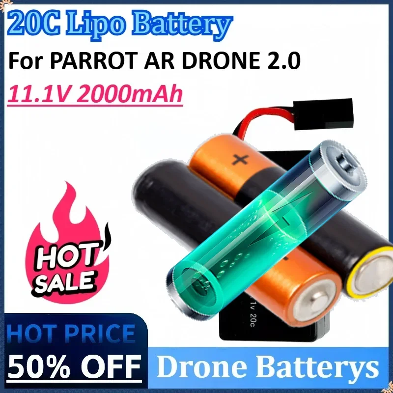 

11.1V 2000mAh 20C Rechargeable Lipo Battery for PARROT AR DRONE 2.0 Quadcopter Drone High Quality Lithium Battery