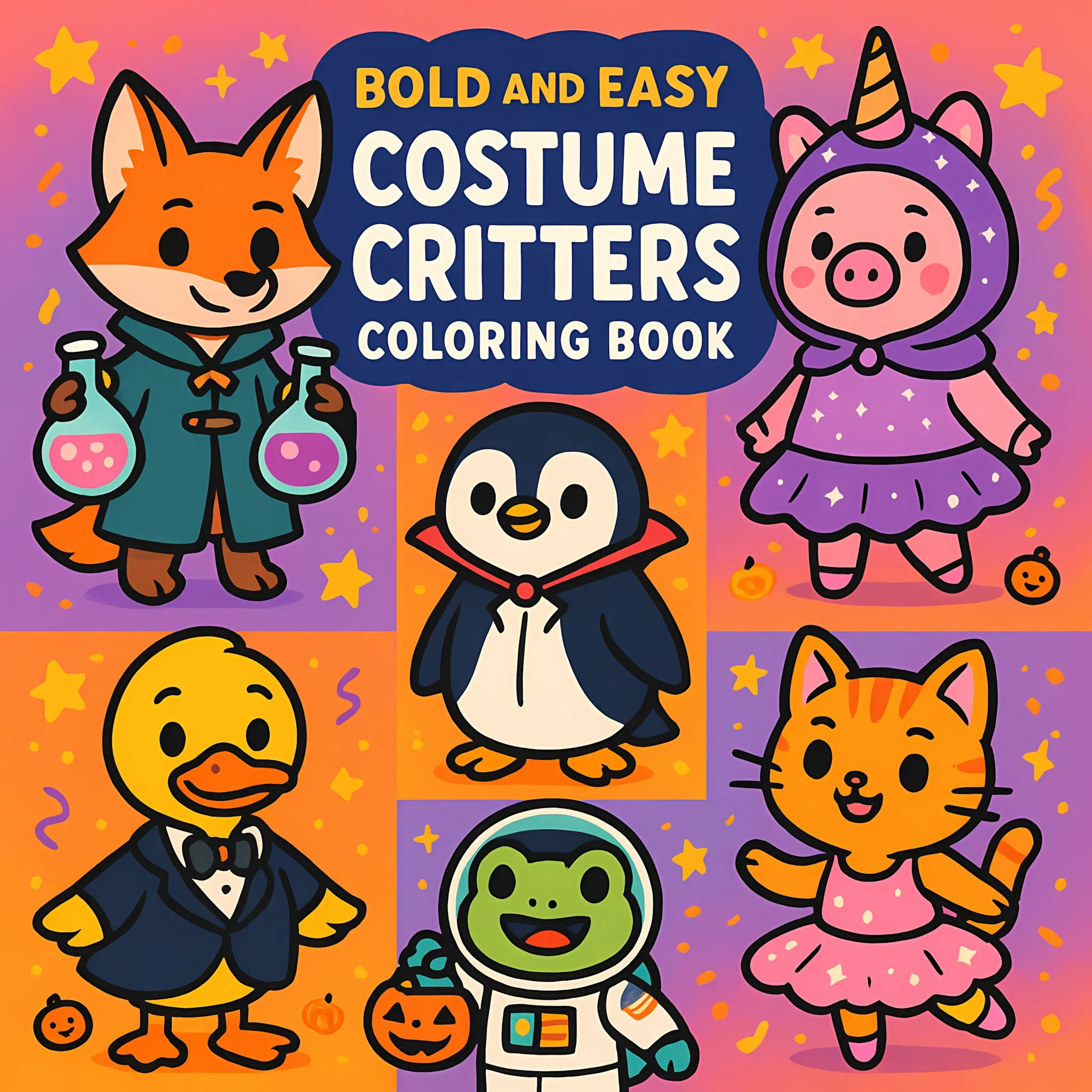 Easy Costume Critters Coloring Book for Adult Colouring Book, Birthday Day Gift, Back to School Supplie, Adult Cute Drawing Book