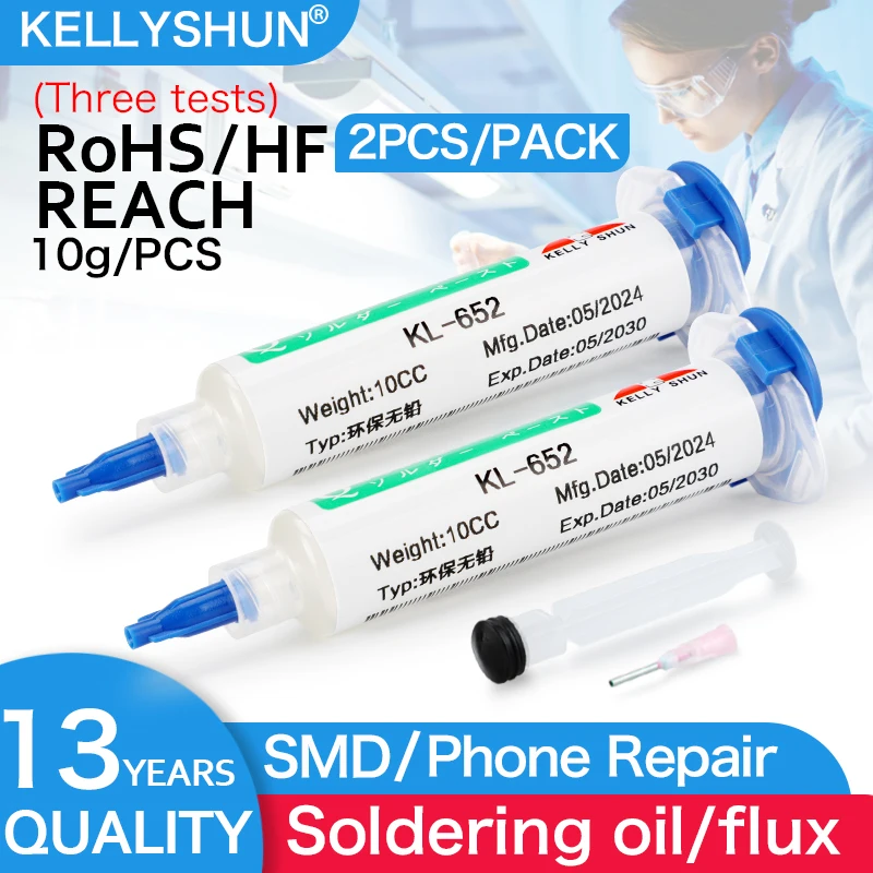 KELLYSHUN Lead-Free Halogen-Free BGA Welding Flux SMD Repair Soldering no-clean ball Planting Rosin Solder oil Paste 10cc