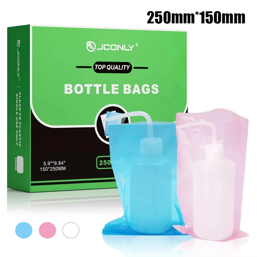 250 قطعة JCONLY الوشم غسل أكياس الزجاجات غسل الزجاجات يغطي زجاحة ضغط الأكمام أكياس نظيفة لحماية زجاجة الوشم الملحقات
