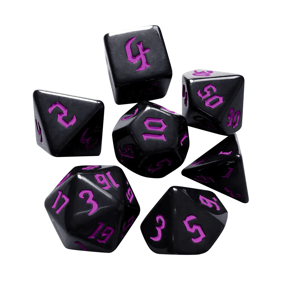 7pcs/Set Multi-Sided Digital Dice Set D4 D6 D8 D10 D12 D20 Opaque Polyhedral Dices for Tabletop Role-Playing Game DND