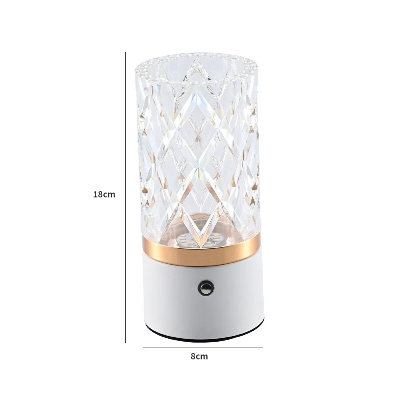 Plug-in luz vaso de luxo candeeiro de mesa luz ambiente cilíndrica toque metal acrílico quarto luz decorativa