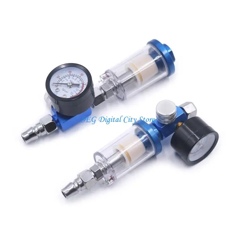 U75B Pneumatic SprayGun Air Regulator Gauges Pneumatic Tools In-lineOil Water TrapSeparator forAirbrush 4 Quick