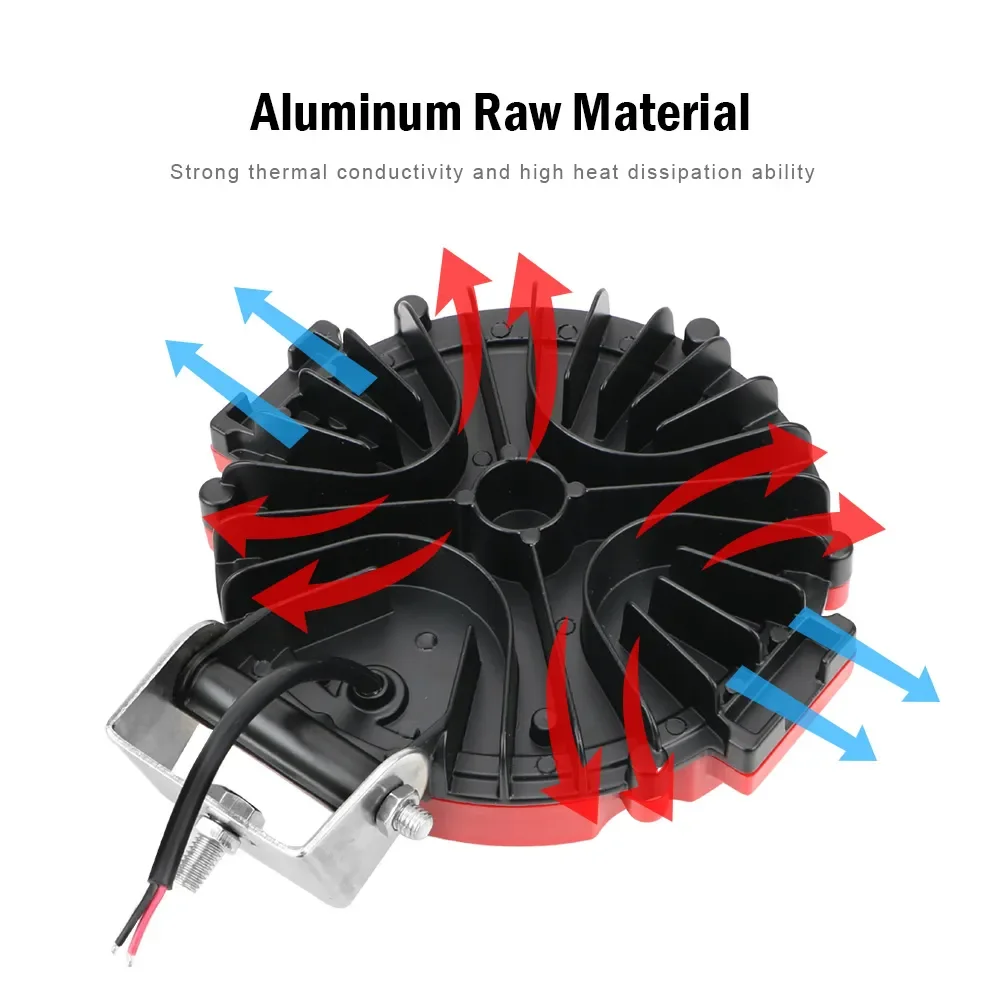 원형 LED 오프로드 조명, 스포트 드라이빙 라이트, 포드 범퍼 루프 안개등, 보트 지프 ATV SUV 트럭 헌터 모터에 적합, 7 인치, 51W