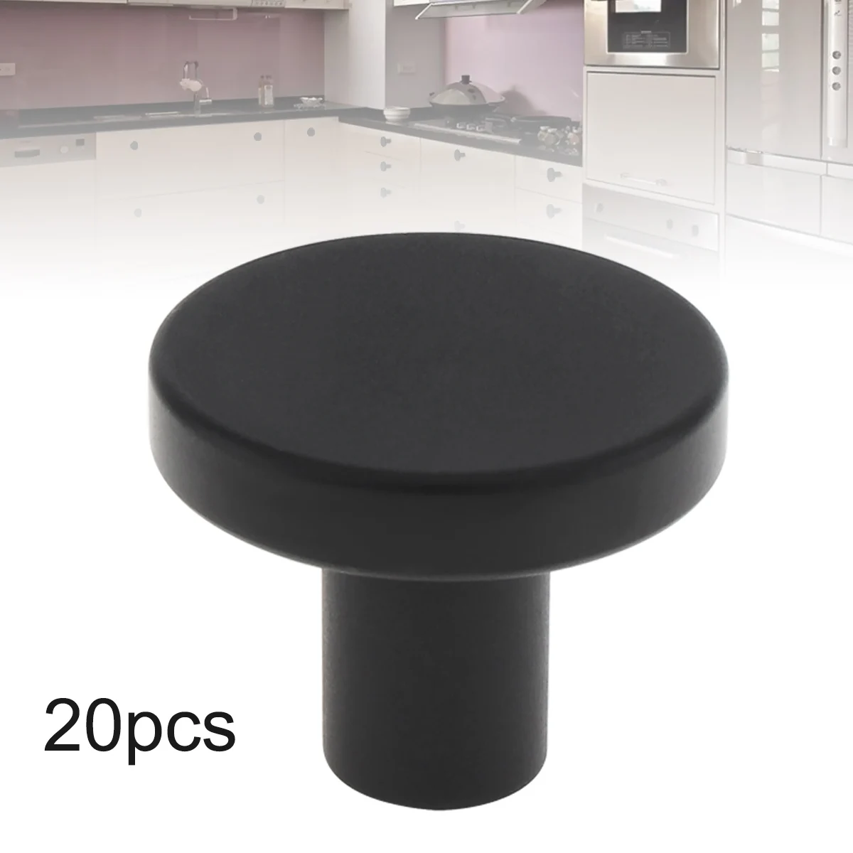 20 pieces Solid Dresser Knobs Matte Black Cabinet Knobs for Cabinets Single Hole Black Knobs Drawers Hardware Round