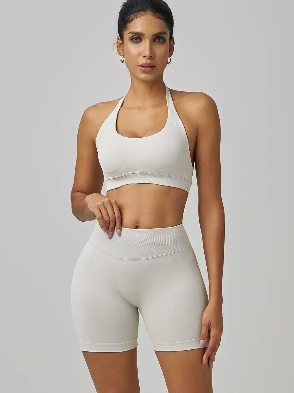 SUSISTAR Workout Sets for Women 2 Piece Crossover HIgh Waist Booty Shorts and Sports Bras Gym Yoga Outfits image 2