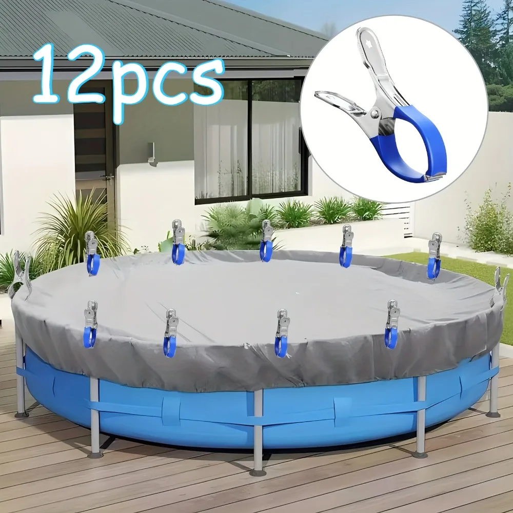 12 clip a molla resistenti: materiale scolastico in acciaio inossidabile per libri, documenti, opere d'arte e organizzazione dell'aula (blu)