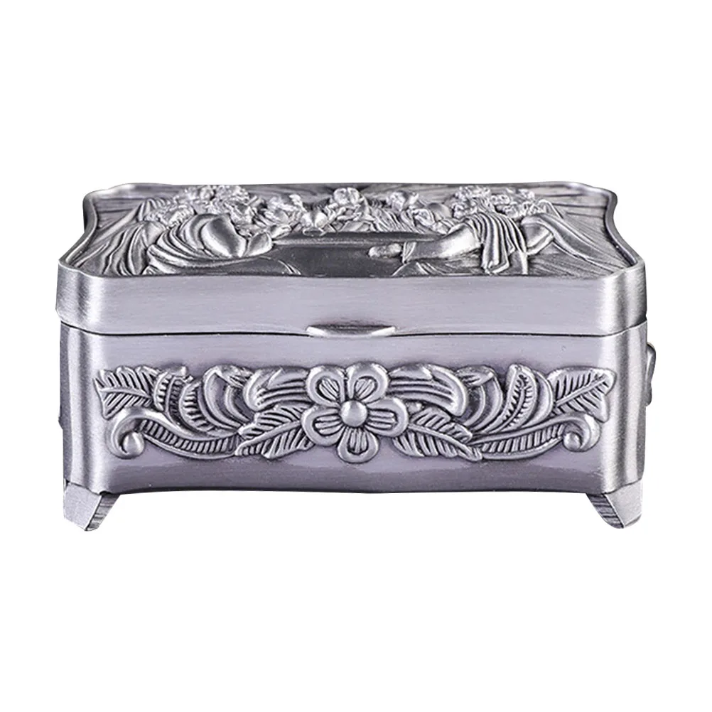 

Jewelry Box Small Trinket Storage Organizer Christian Ring Earrings Holder Retro Metal Display Travel Gift For Women